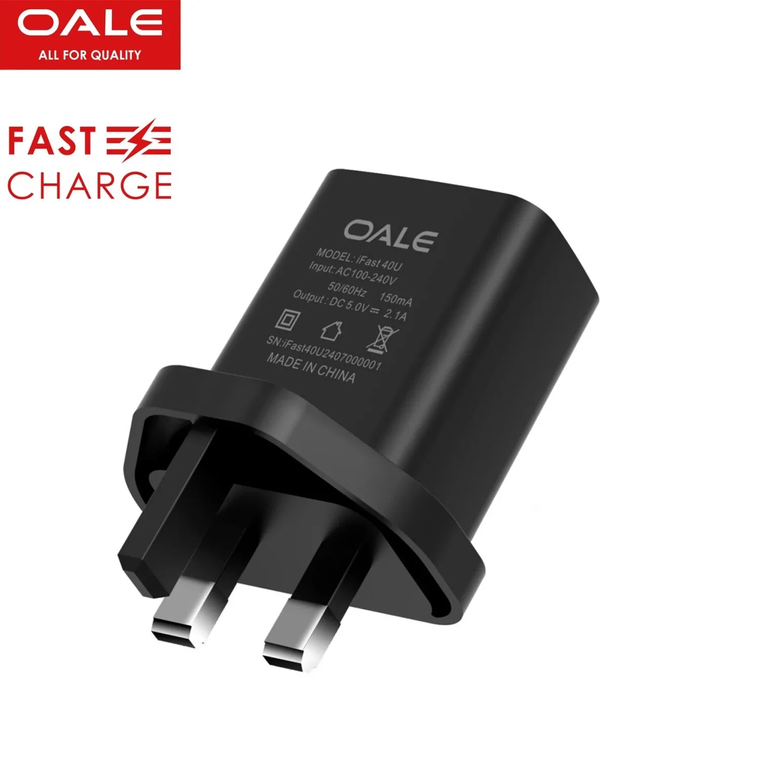 Oale 2.1A Lightning Fast Charger - iFast 40U