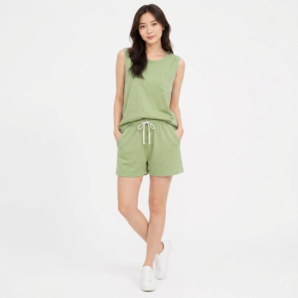 A&M Fashion Two-Piece Sleeveless Tank Top and Shorts Loungewear Set