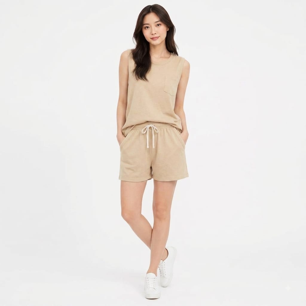 A&M Fashion Two-Piece Sleeveless Tank Top and Shorts Loungewear Set