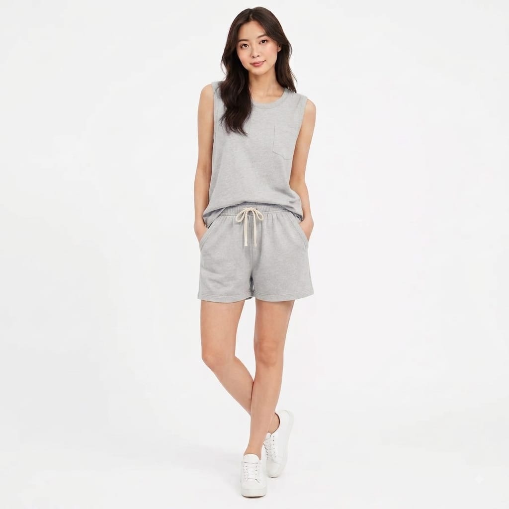 A&M Fashion Two-Piece Sleeveless Tank Top and Shorts Loungewear Set