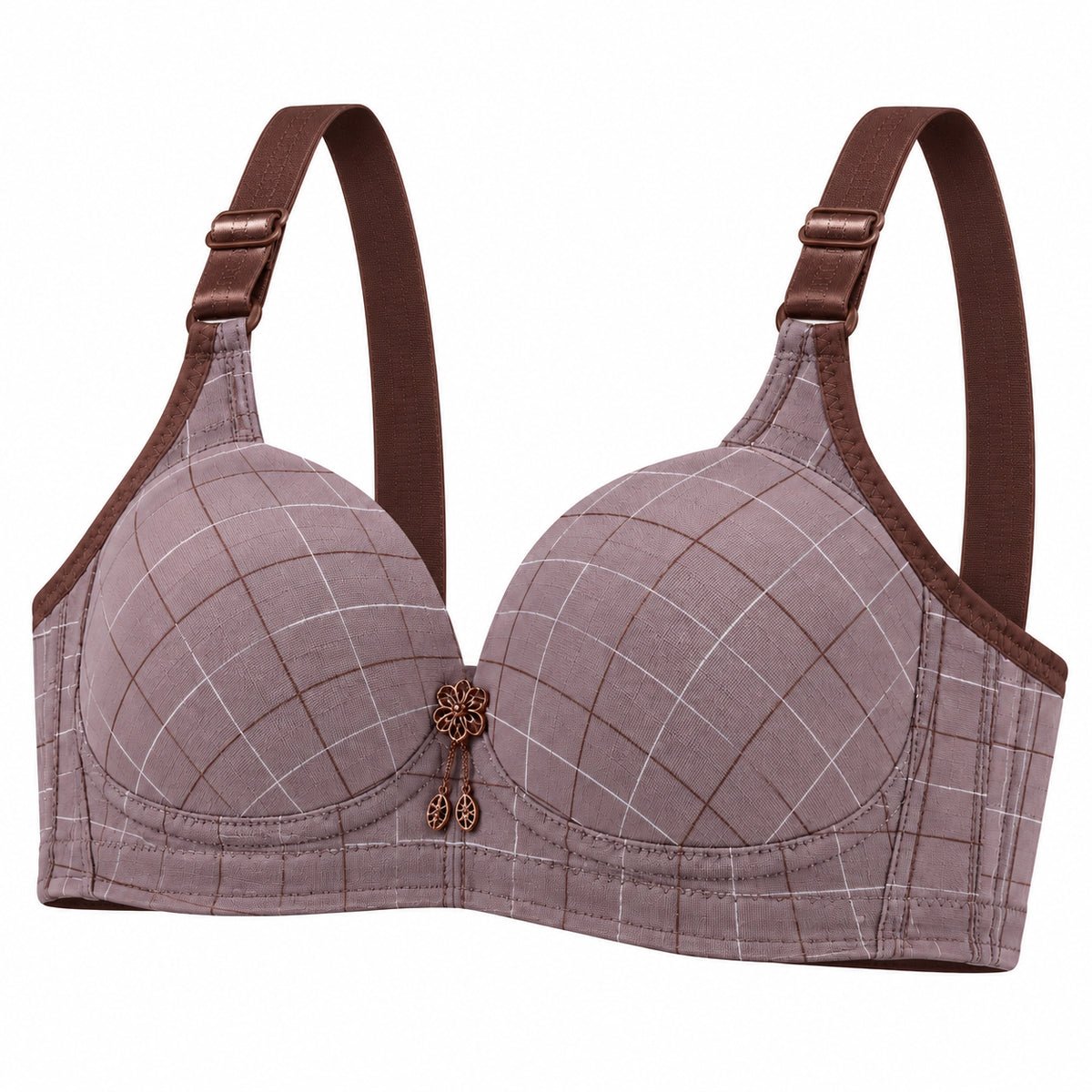 Women’s Stylish Checked Bra with Adjustable Straps - 2205