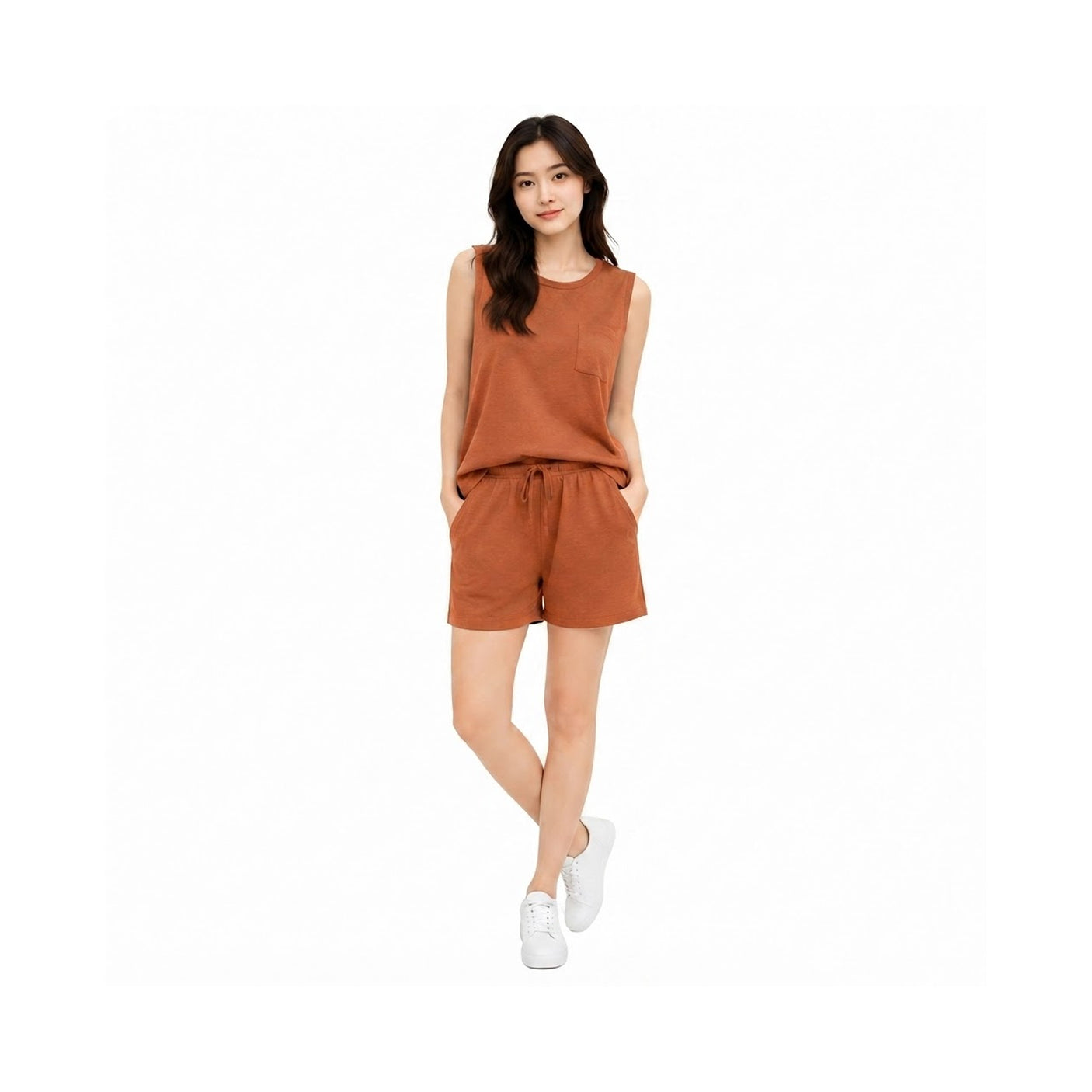 Two-Piece Sleeveless Tank Top and Shorts Loungewear Set