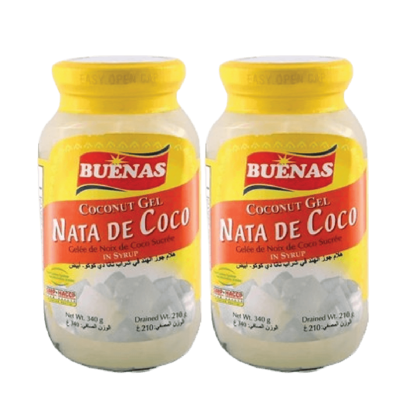 Buenas Nata de Coco Coconut Gel in Syrup (White) 340g x 2 Pcs