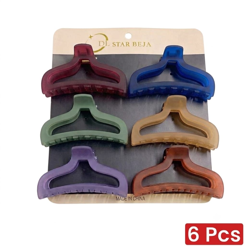 Fashion Transparent Color Hair Claw Clips - 6 Pcs (C09)