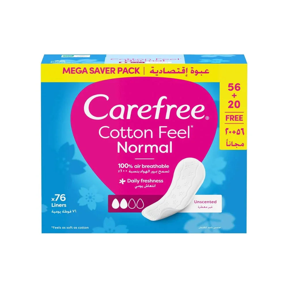 Carefree Cotton Mega Pack of 76 Pantyliners unscented Buy 1 get 1 Free