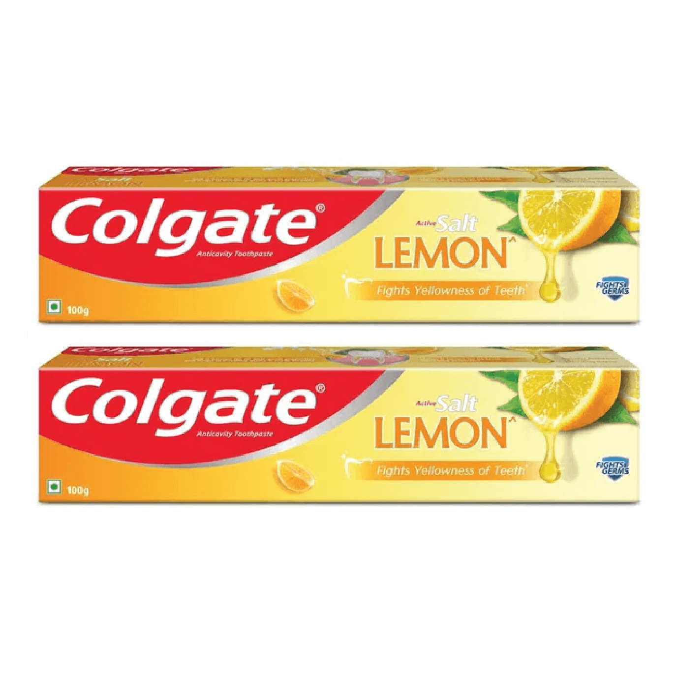 معجون أسنان كولجيت أكتيف سولت ليمون لمحاربة الجراثيم - 100 جرام × 2 قطعة