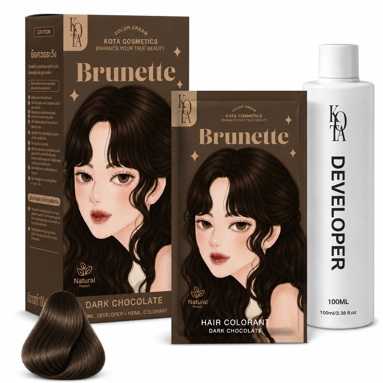 Kota Cosmetics Brunette Thailand Hair Color Dark Chocolate - 100ml + 100ml