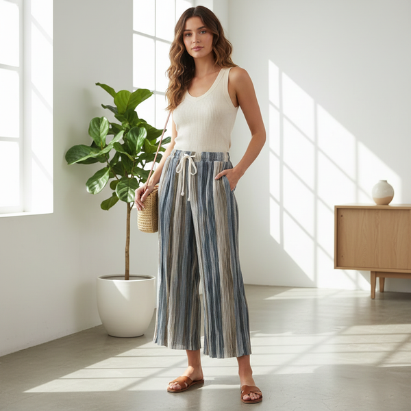 Women's Breezy Striped Wide-Leg Pants