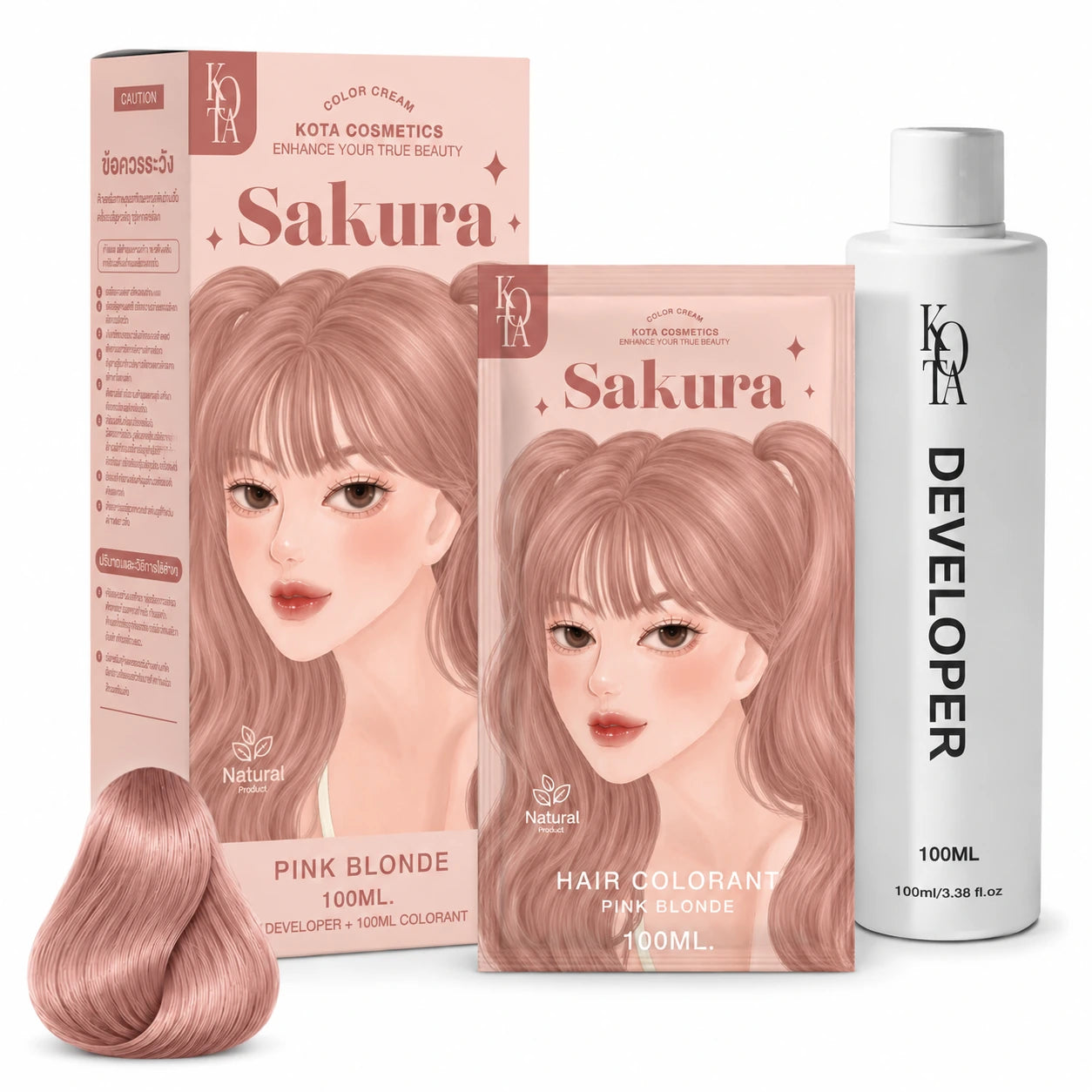 Kota Cosmetics Sakura Thailand Hair Color Pink Blonde - 100ml + 100ml