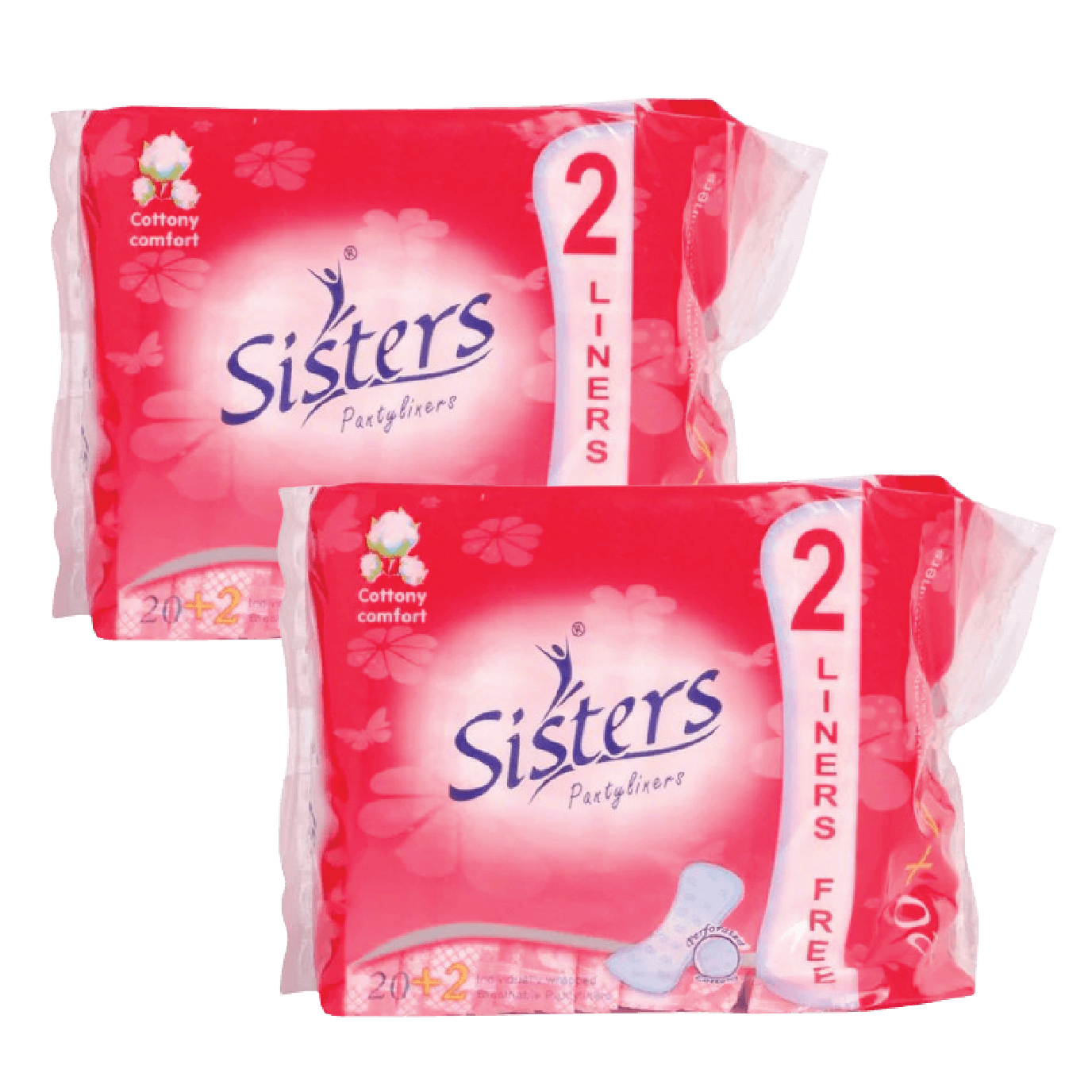 Sisters Panty Liner Cottony Comfort - 20 + 2 Pads x 2 Pcs