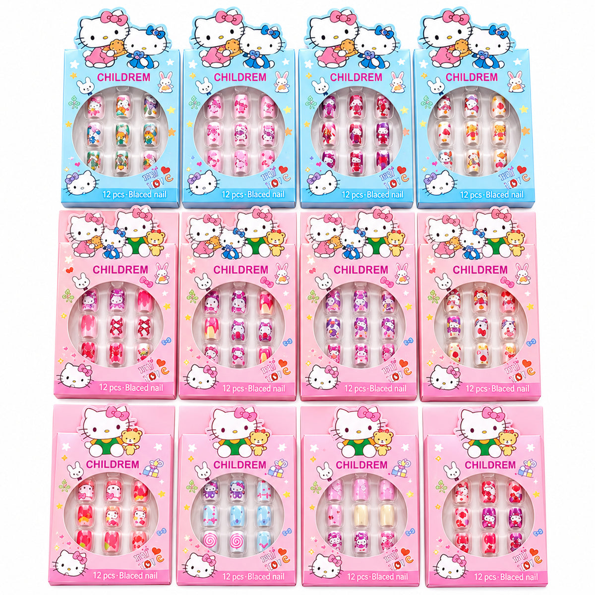 Hello Cutie Kids Cartoon Nail Art 12 Pack -  5008