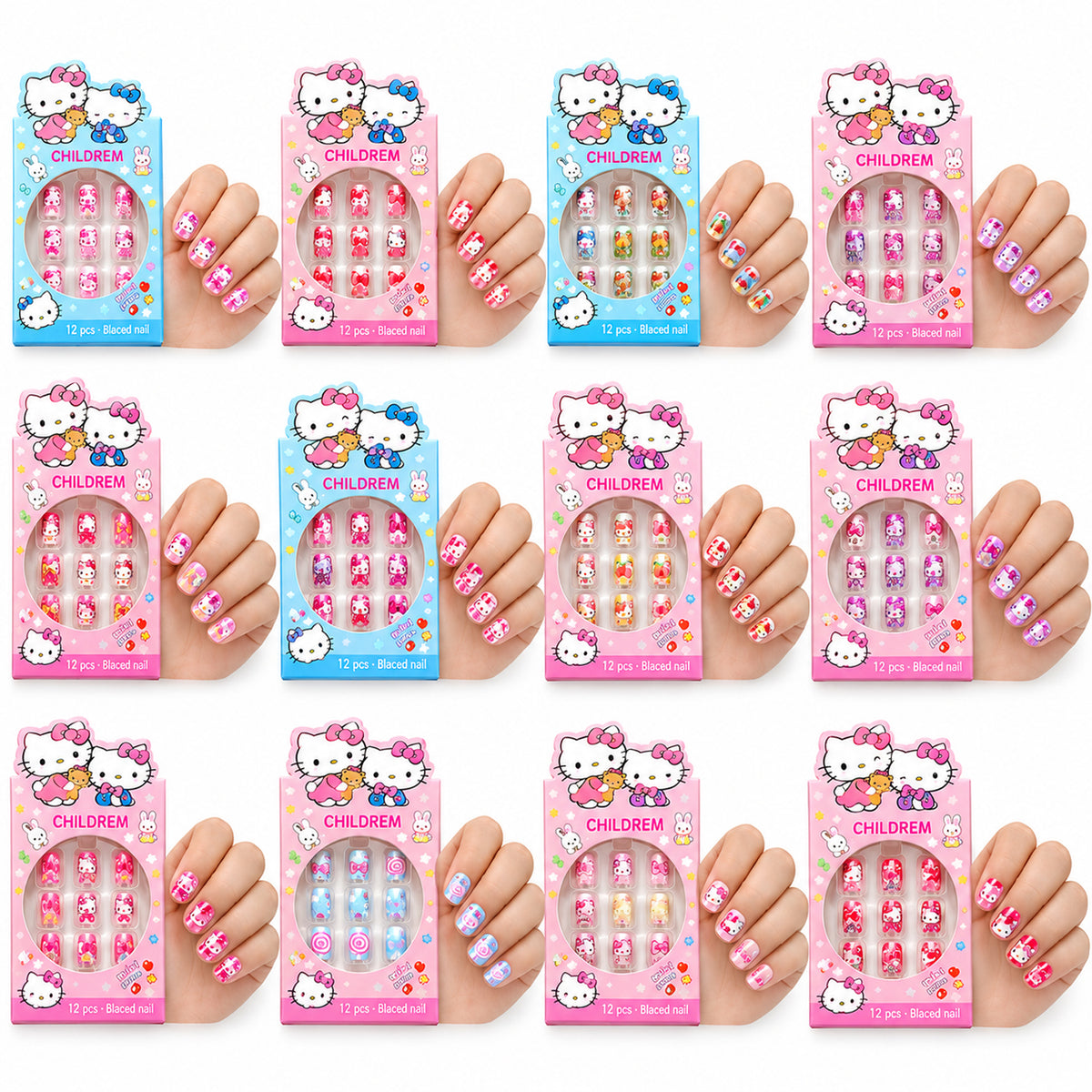 Hello Cutie Kids Cartoon Nail Art 12 Pack -  5008
