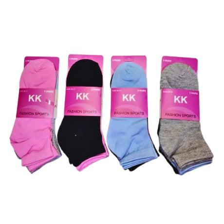Multicolored Low-Cut Ankle Socks - 3 Pairs (D-2568)