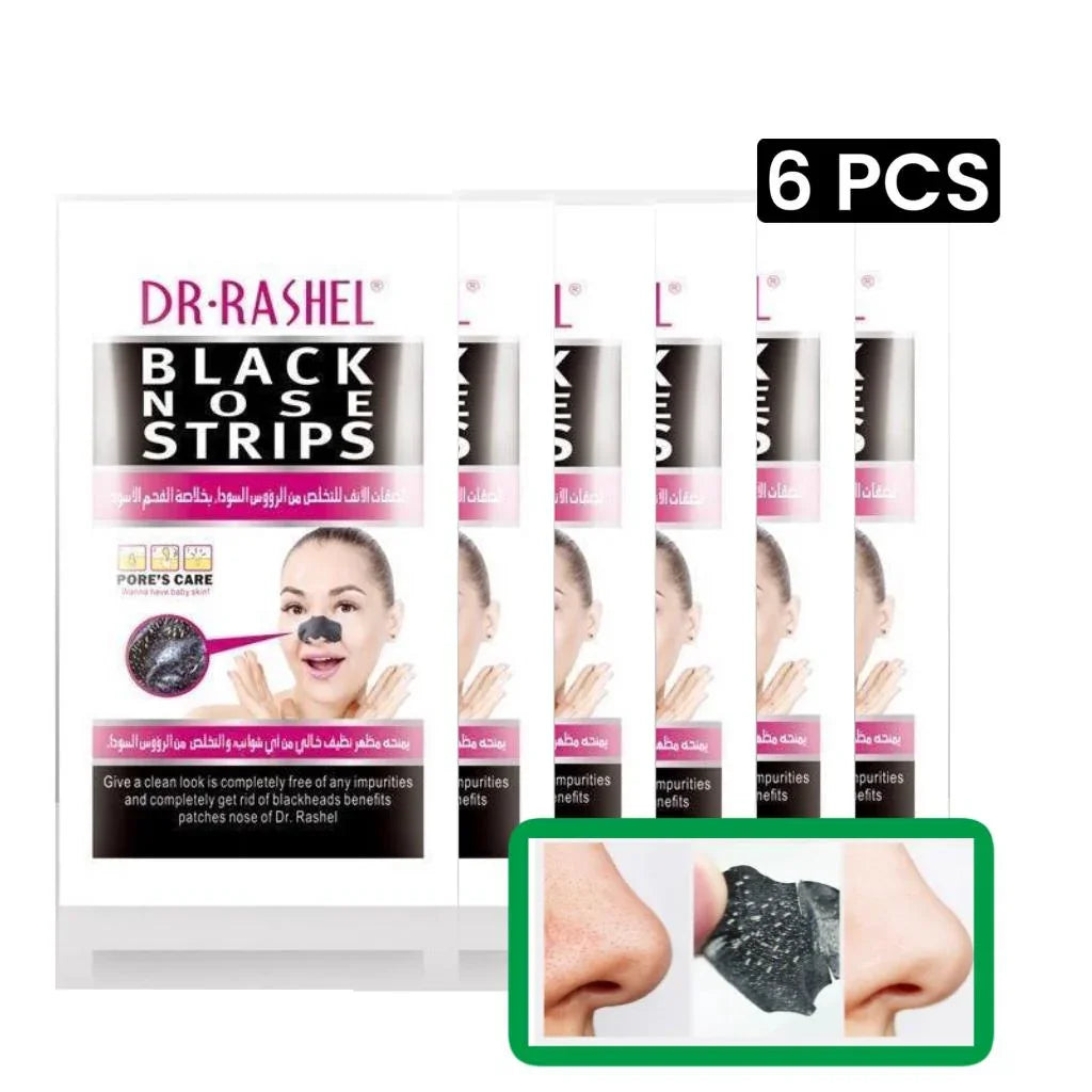 Dr.Rashel Black Nose Strips (6 Pcs) - Blackhead Remover Peel Off Nose Strips