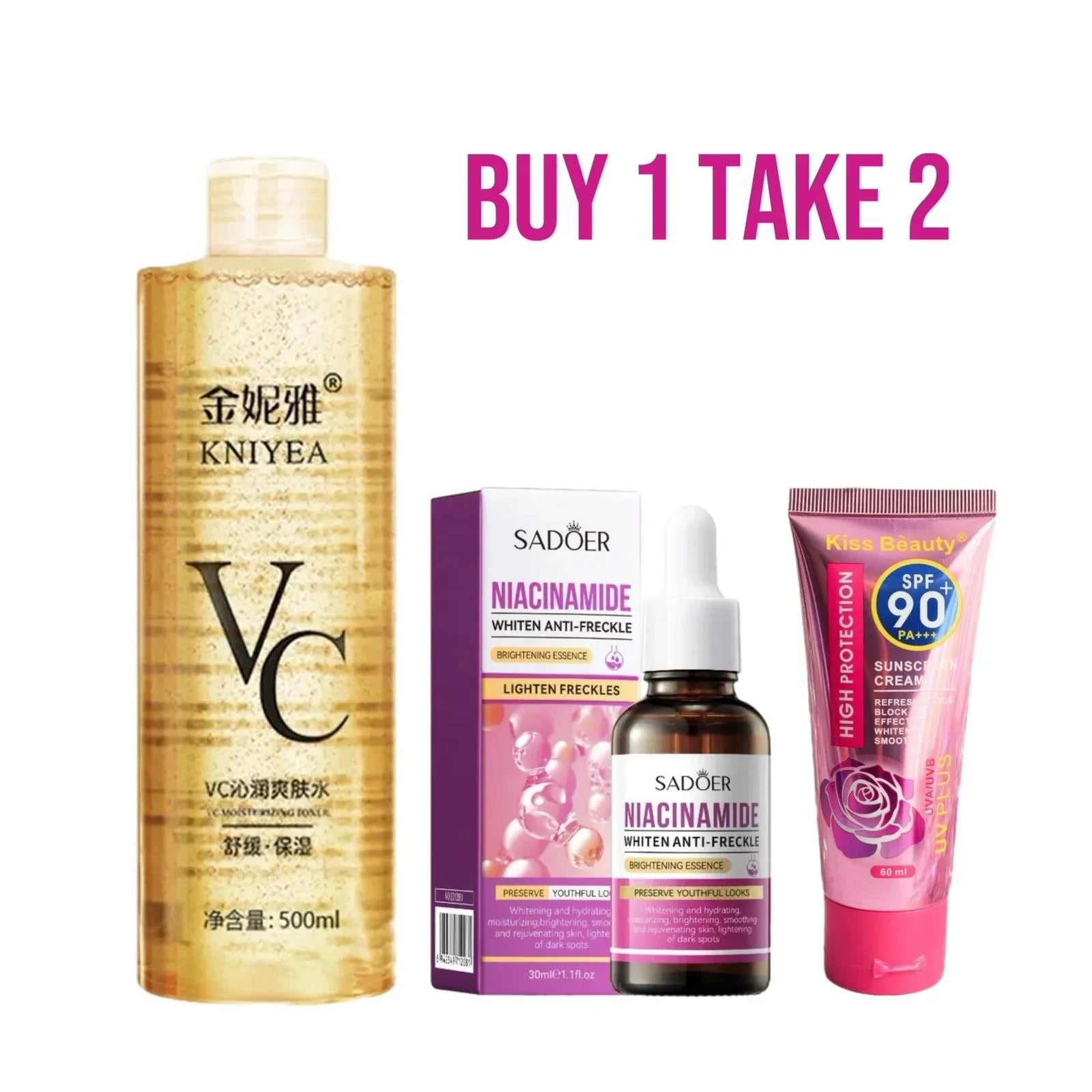 Kniyea VC Toner Niacinamide Serum Sunscreen Combo