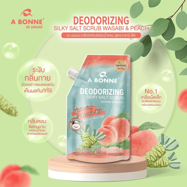 A Bonne Deodorizing Silky Salt Scrub Wasabi & Peach - 350g - Pinoyhyper