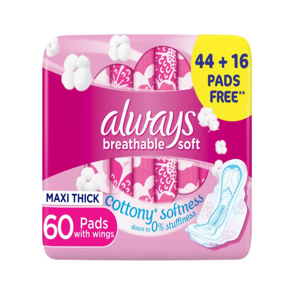 Always Breathable Soft Maxi Thick Large Sanitary Pads With Wings 60pcs - Pinoyhyper