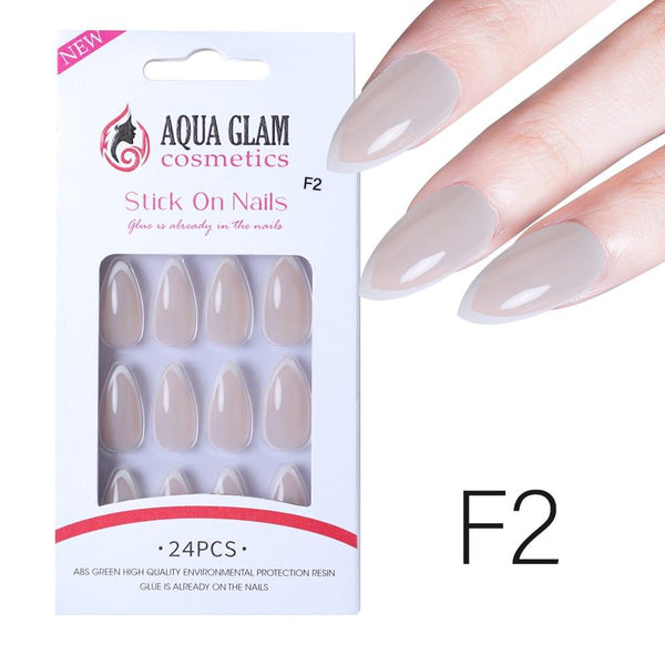 Aqua Glam Nails - Ready to Stick F Series - 24 Pcs - Pinoyhyper
