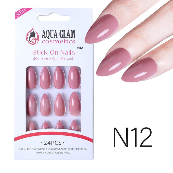 Aqua Glam Nails - Ready to Stick (N Series) - 24 Pcs - Pinoyhyper