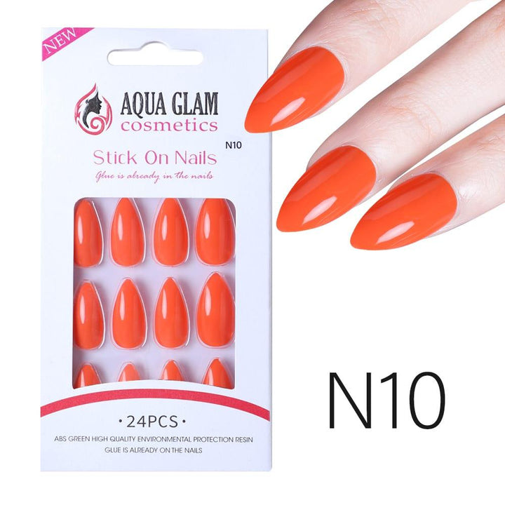 Aqua Glam Nails - Ready to Stick (N Series) - 24 Pcs - Pinoyhyper