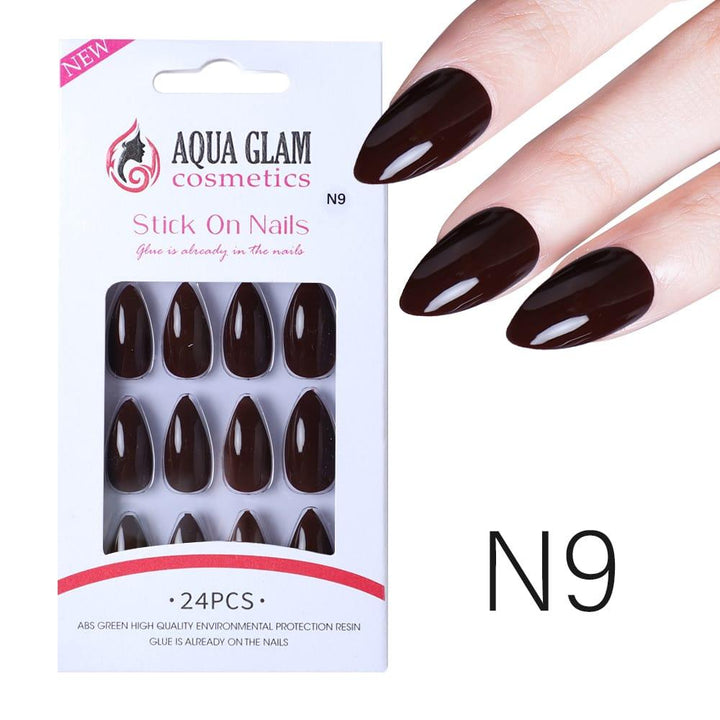 Aqua Glam Nails - Ready to Stick (N Series) - 24 Pcs - Pinoyhyper