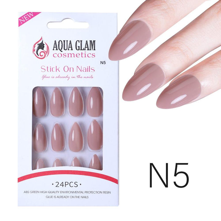 Aqua Glam Nails - Ready to Stick (N Series) - 24 Pcs - Pinoyhyper