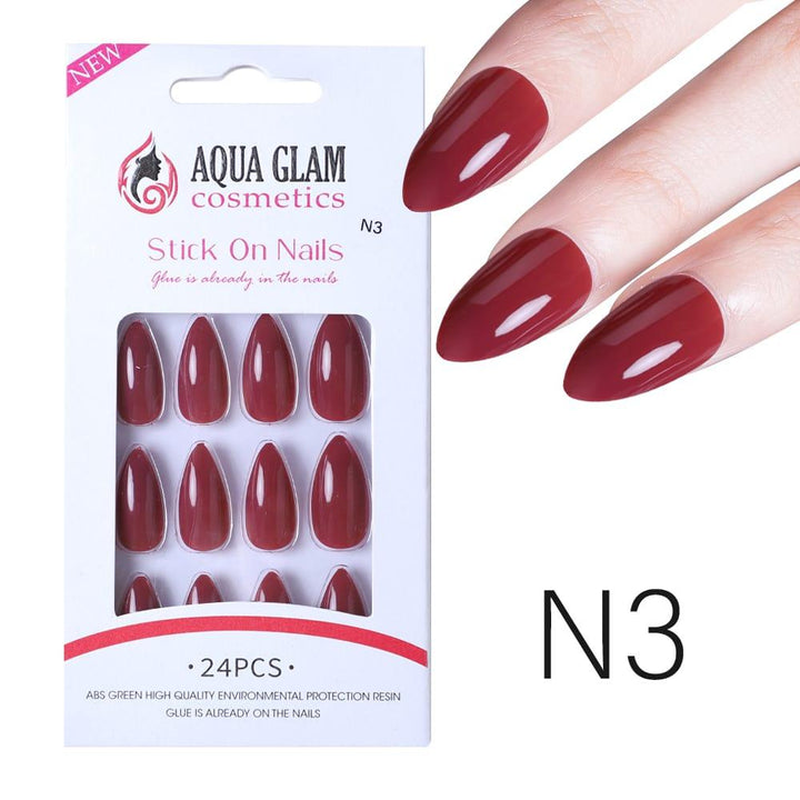 Aqua Glam Nails - Ready to Stick (N Series) - 24 Pcs - Pinoyhyper