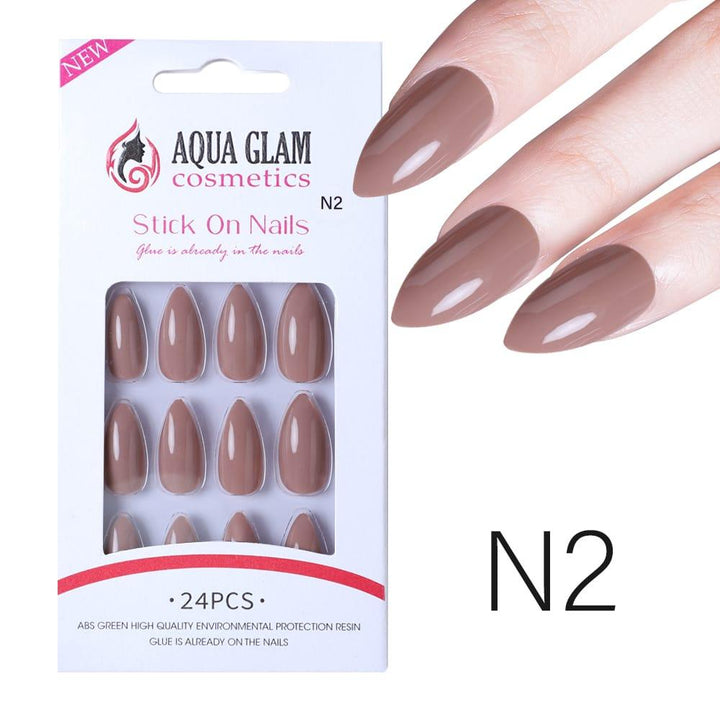 Aqua Glam Nails - Ready to Stick (N Series) - 24 Pcs - Pinoyhyper