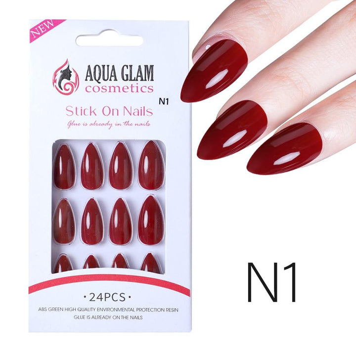 Aqua Glam Nails - Ready to Stick (N Series) - 24 Pcs - Pinoyhyper