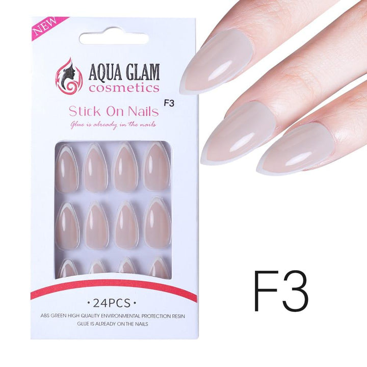 Aqua Glam Nails - Ready to Stick (N Series) - 24 Pcs - Pinoyhyper