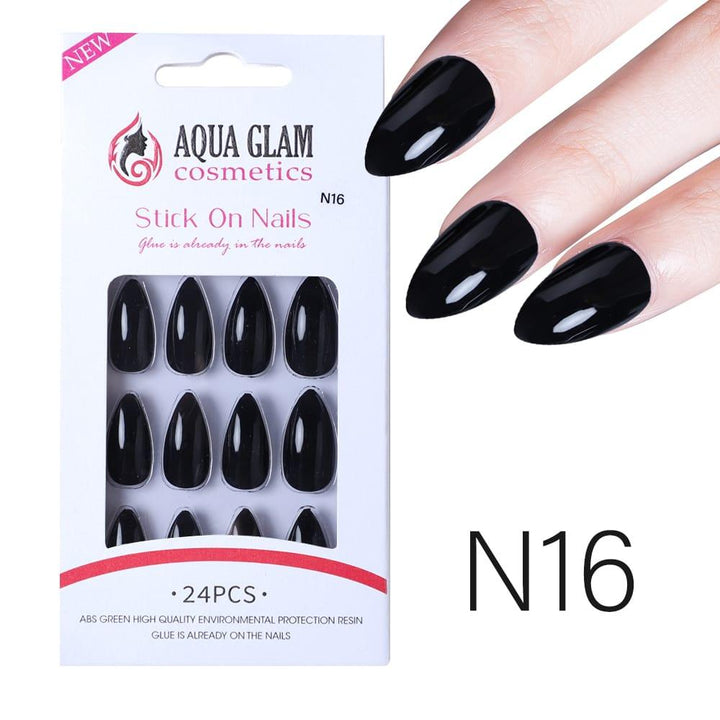 Aqua Glam Nails - Ready to Stick (N Series) - 24 Pcs - Pinoyhyper