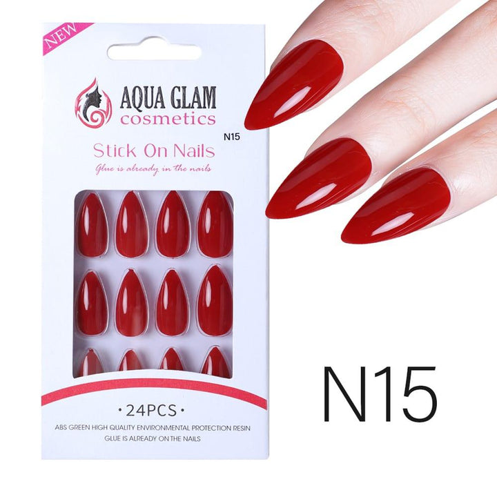 Aqua Glam Nails - Ready to Stick (N Series) - 24 Pcs - Pinoyhyper