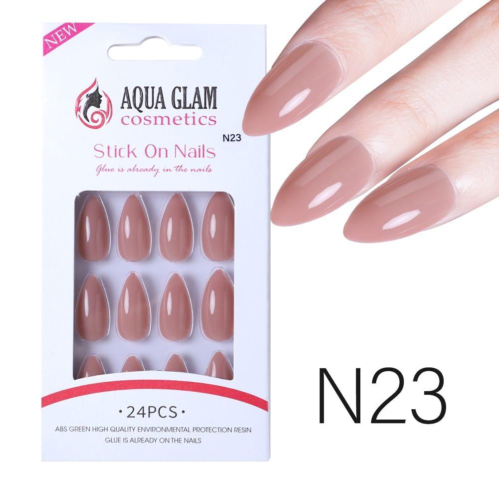 Aqua Glam Nails - Ready to Stick (N Series) - 24 Pcs - Pinoyhyper