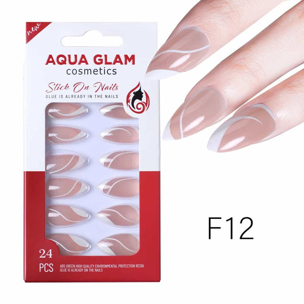 Aqua Glam Nails - Stick On Nails (F Series) - 24 Pcs - F12 - Pinoyhyper
