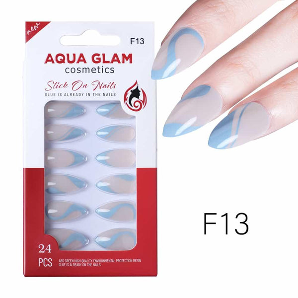 Aqua Glam Nails - Stick On Nails (F Series) - 24 Pcs - F13 - Pinoyhyper