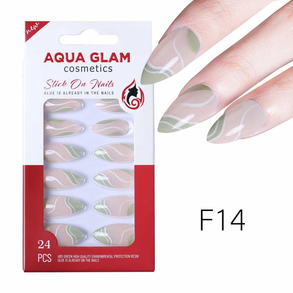 Aqua Glam Nails - Stick On Nails (F Series) - 24 Pcs - F14 - Pinoyhyper