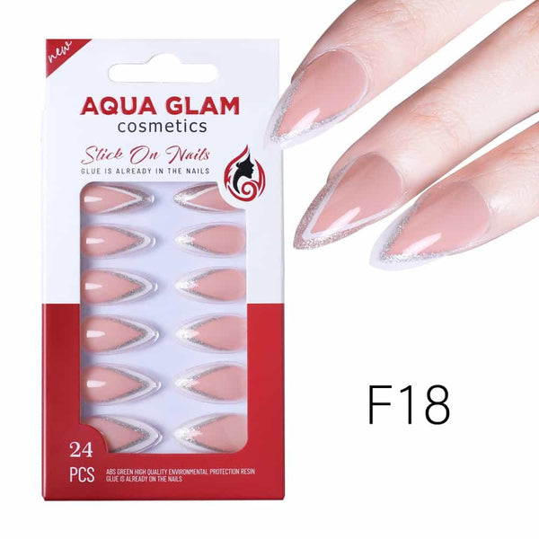 Aqua Glam Nails - Stick On Nails (F Series) - 24 Pcs - F18 - Pinoyhyper