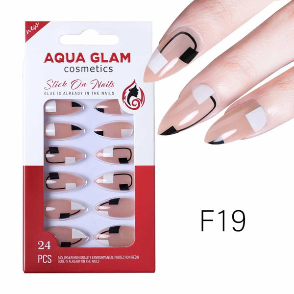 Aqua Glam Nails - Stick On Nails (F Series) - 24 Pcs - F19 - Pinoyhyper