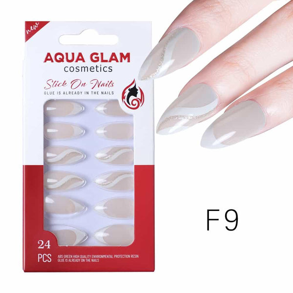 Aqua Glam Nails - Stick On Nails (F Series) - 24 Pcs - F9 - Pinoyhyper