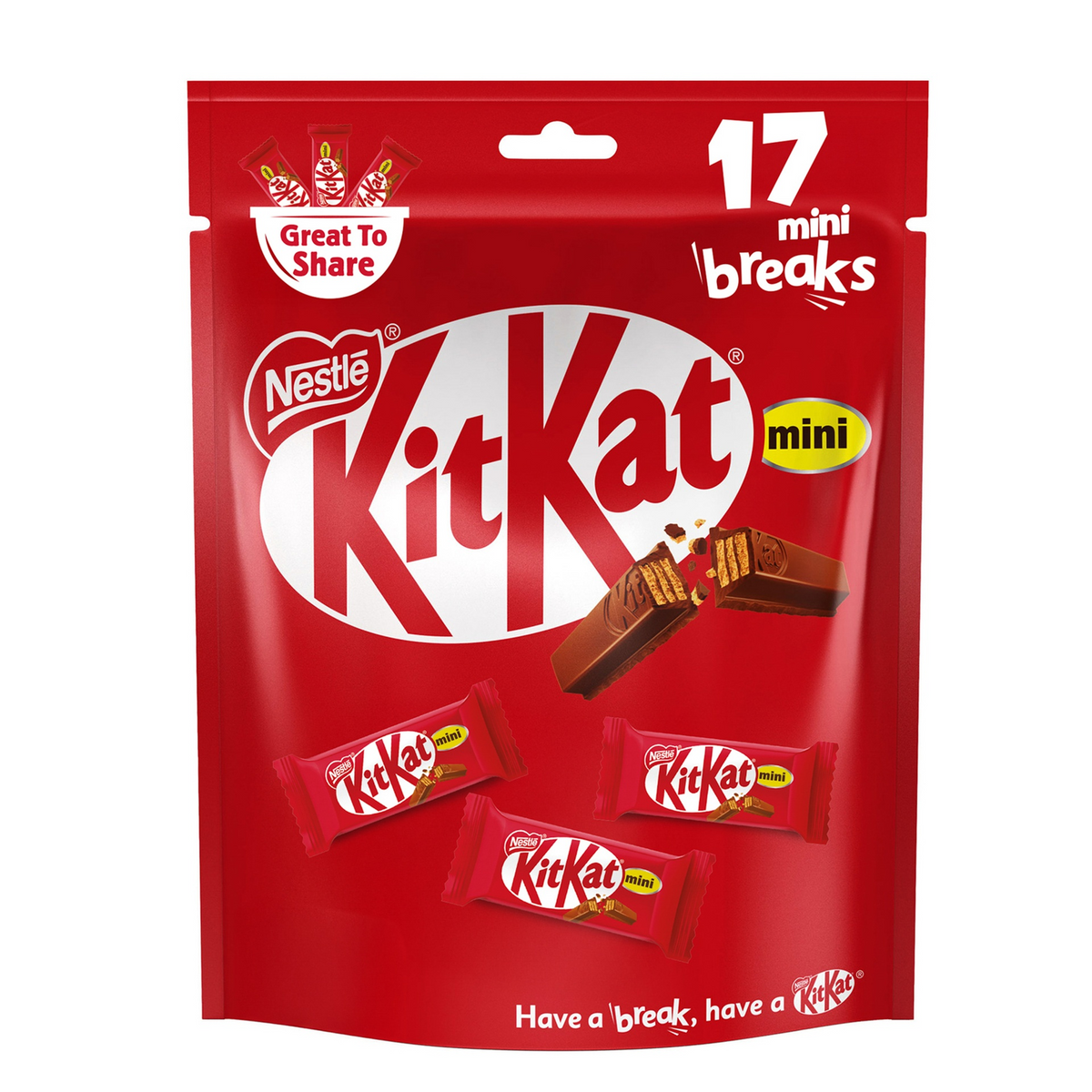 Nestle KitKat Mini Breaks Chocolate Bars - 17Pcs × 13.5g (229.5g)