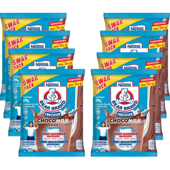 Bear Brand Fortified Choco Milk Drink Swak Pack - 8 X 29g - Pinoyhyper