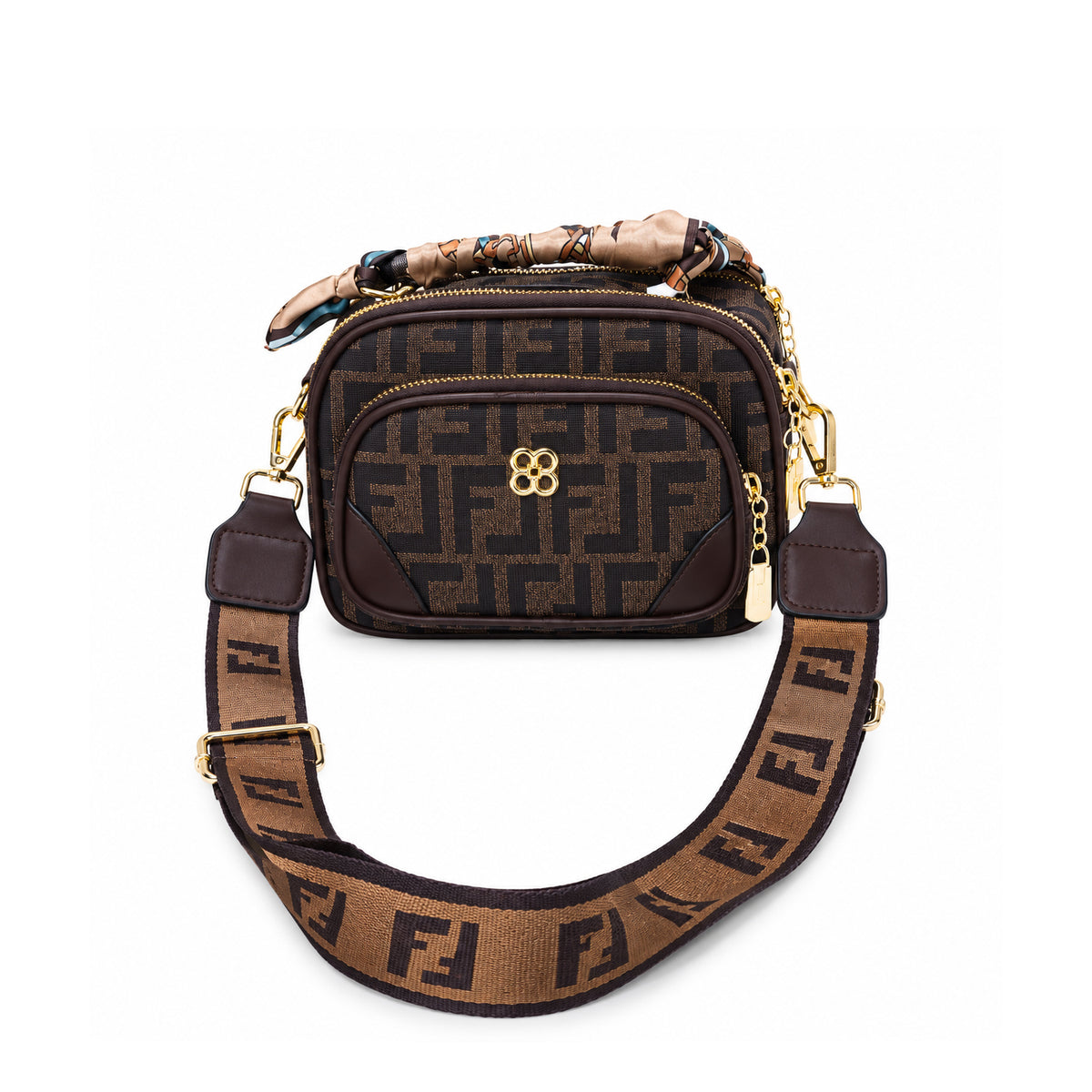 Monogram Wide-Strap Crossbody Bag - 500