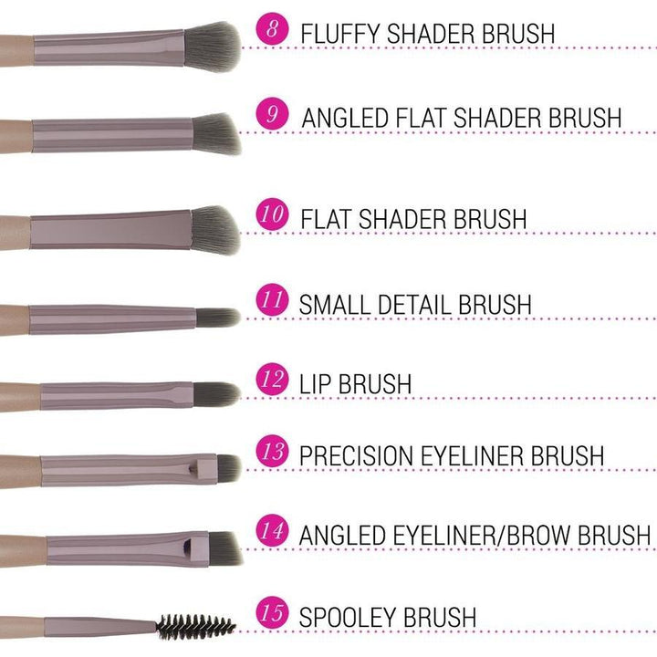 BH Cosmetics Lavish Elegance 15 piece Brush Set With Cosmetic Bag - Pinoyhyper