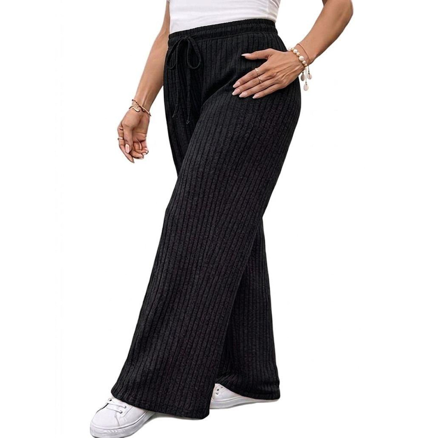 Classic Rib Knit Everyday Palazzo Pants - R1511
