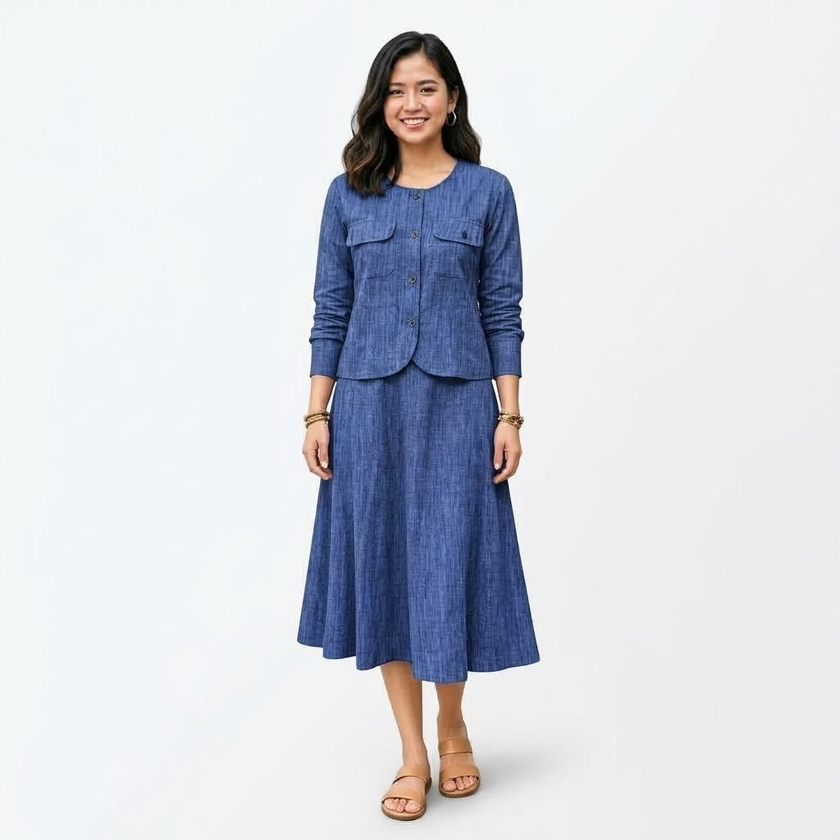 Lady Guoguo Women’s Button Front Linen Dress - HY001