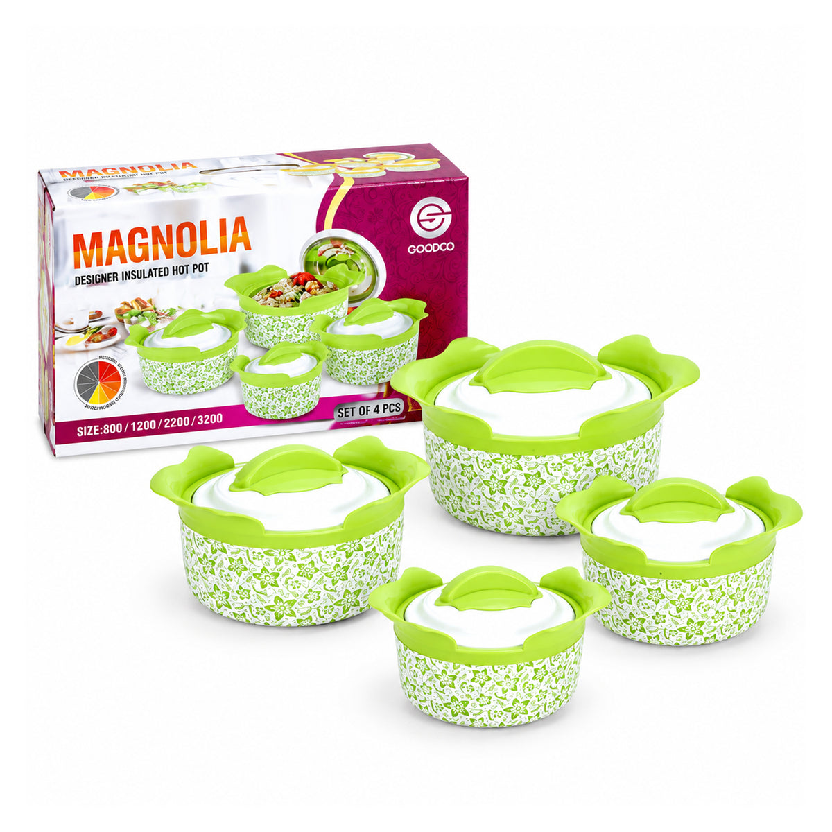 Magnolia Designer Insulated Hot Pot Set of 4