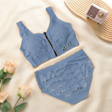 Women's Seamless Front-Zip Sports Bra and Panty Set - SET1749