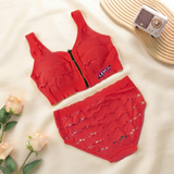 Women's Seamless Front-Zip Sports Bra and Panty Set - SET1749