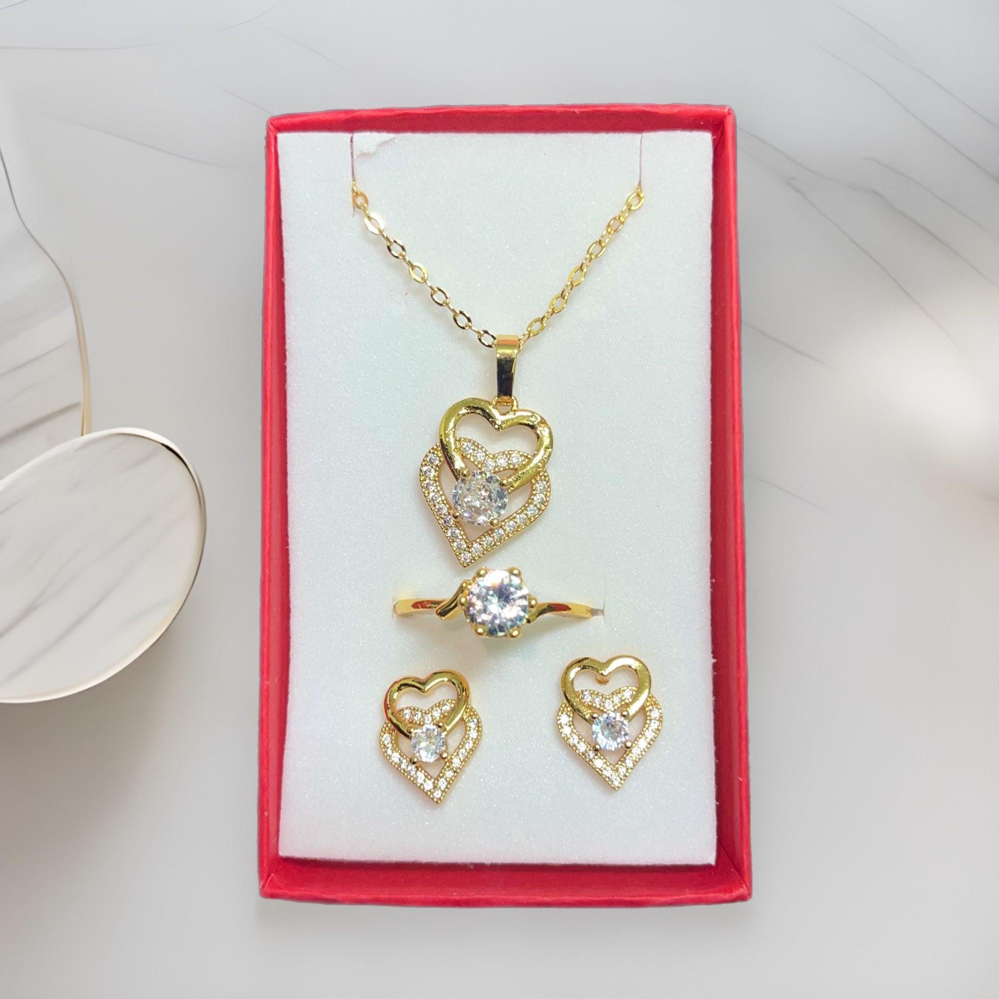 BT Jewelry Gold Plated 3in1 Earrings Necklace & Ring Set - Pinoyhyper