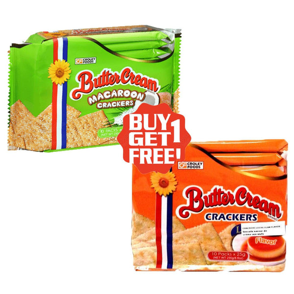 ButterCream Macaroon & Leche Flan Crackers (10 x 25 gm) (1+1) Offer - Pinoyhyper